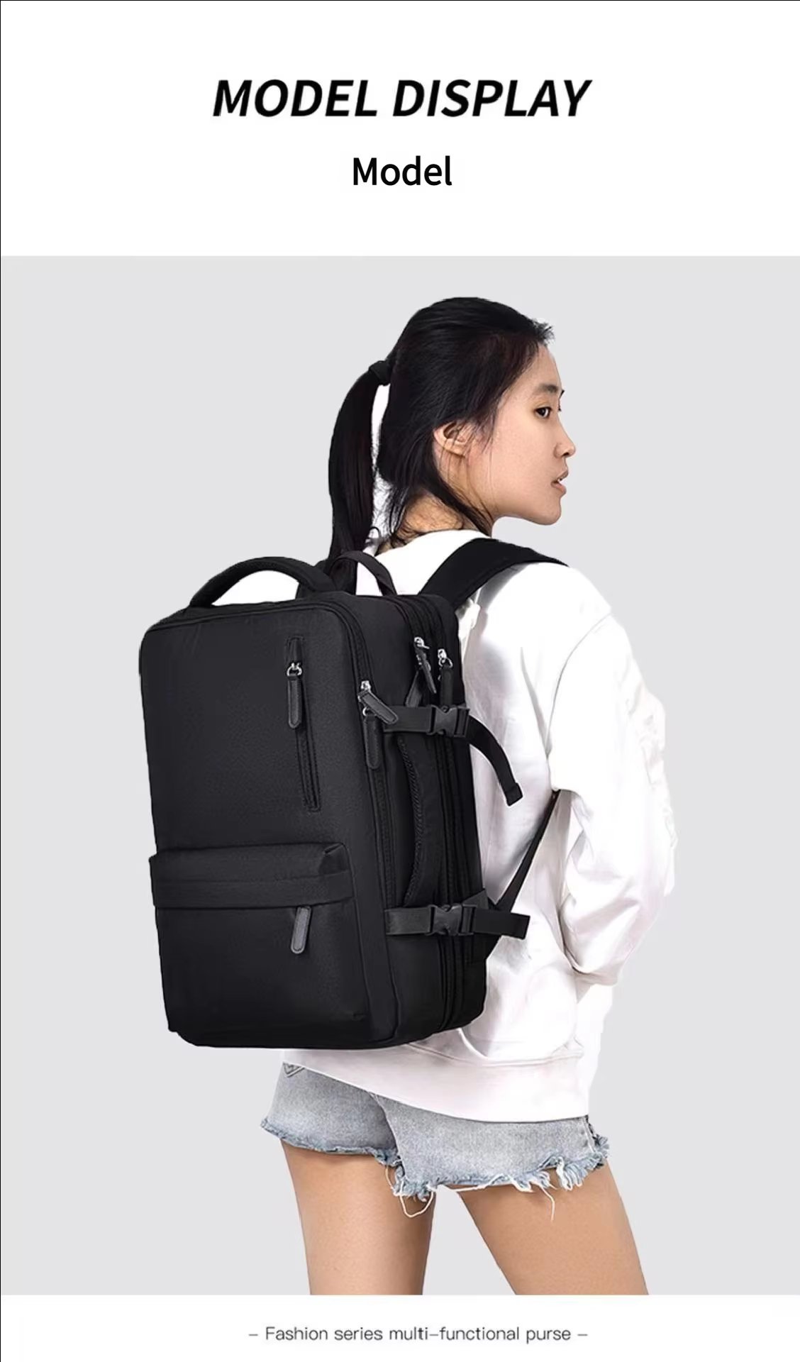 Water-Resistant Large Capacity Expandable USB Modern Oxford Laptop Backpack product detail