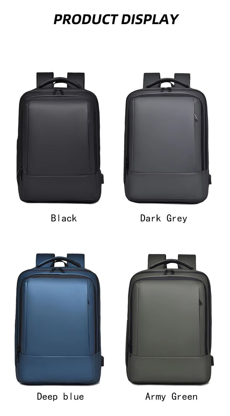 Water-Resistant Large Capacity USB Business Travel PU Leather Laptop Backpack product detail