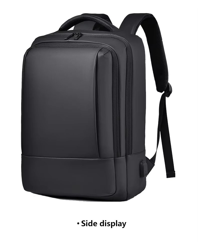 Water-Resistant Large Capacity USB Business Travel PU Leather Laptop Backpack product detail
