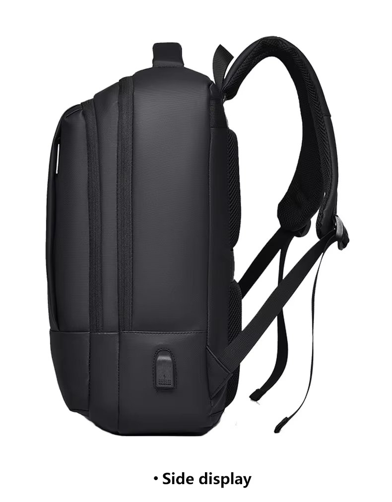 Water-Resistant Large Capacity USB Business Travel PU Leather Laptop Backpack product detail