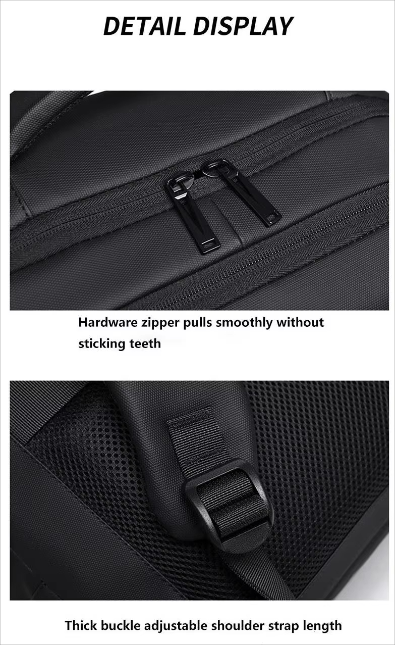 Water-Resistant Large Capacity USB Business Travel PU Leather Laptop Backpack product detail