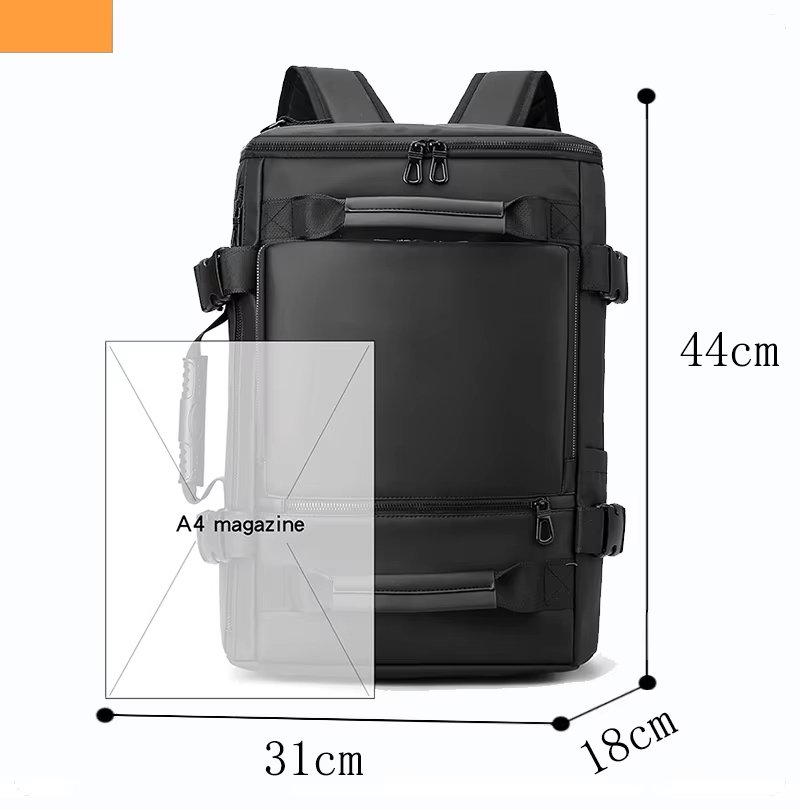 Water-Resistant Large Capacity Business Travel PU Leather Laptop Backpack product detail