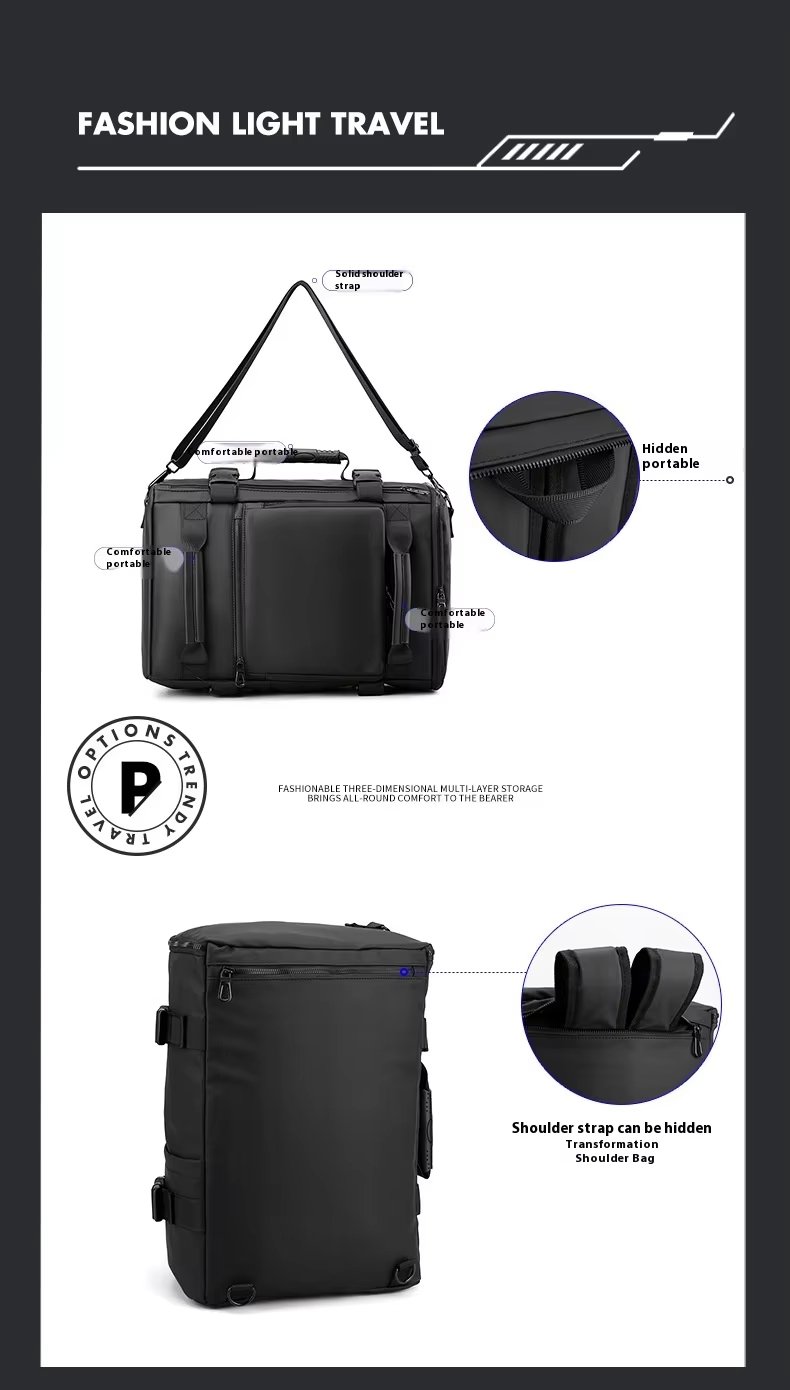 Water-Resistant Large Capacity Business Travel PU Leather Laptop Backpack product detail
