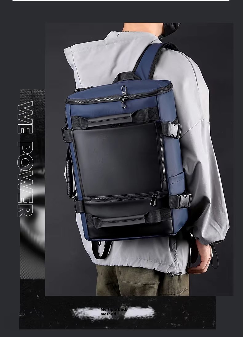 Water-Resistant Large Capacity Business Travel PU Leather Laptop Backpack product detail