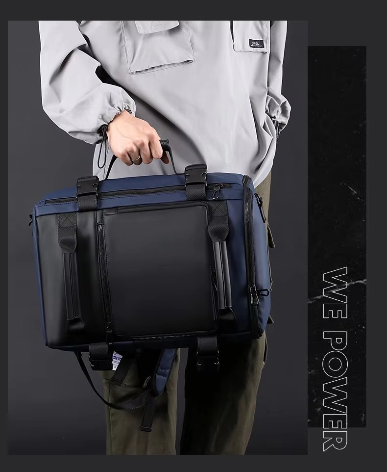 Water-Resistant Large Capacity Business Travel PU Leather Laptop Backpack product detail