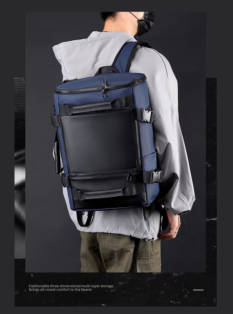 Water-Resistant Large Capacity Business Travel PU Leather Laptop Backpack product detail