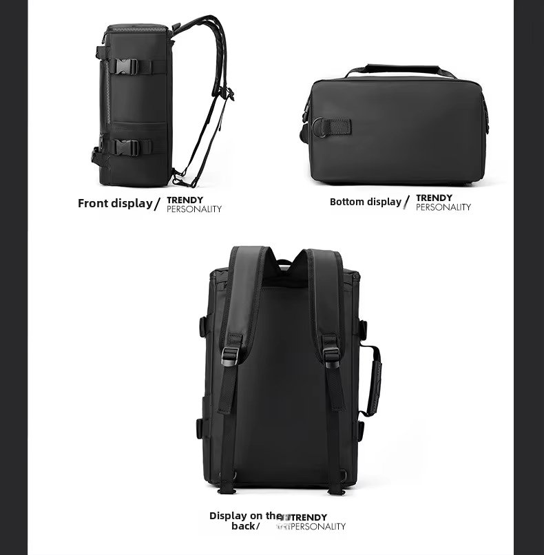 Water-Resistant Large Capacity Business Travel PU Leather Laptop Backpack product detail