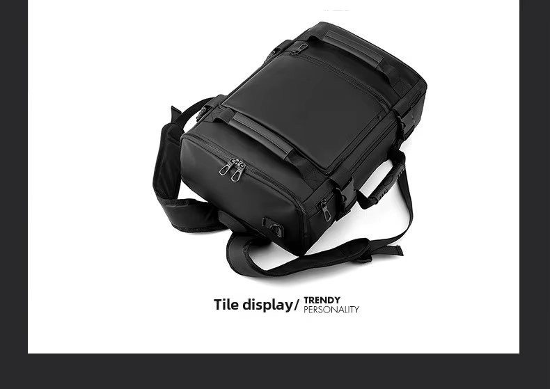 Water-Resistant Large Capacity Business Travel PU Leather Laptop Backpack product detail