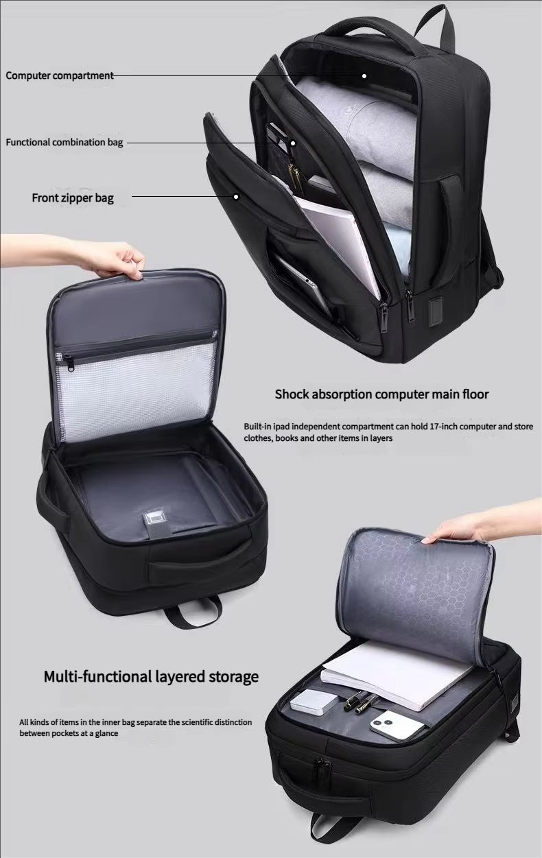 Water-Resistant Large Capacity USB Business Travel Oxford Laptop Backpack product detail