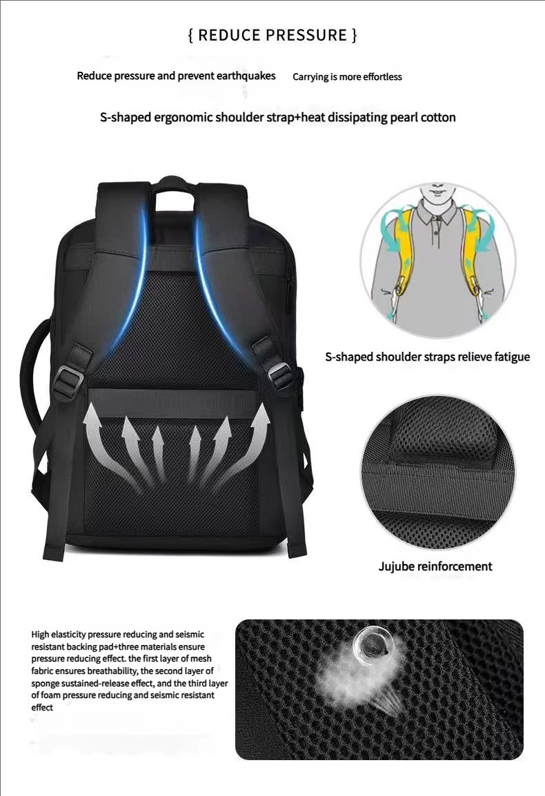 Water-Resistant Large Capacity USB Business Travel Oxford Laptop Backpack product detail