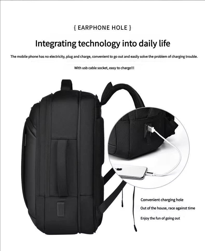 Water-Resistant Large Capacity USB Business Travel Oxford Laptop Backpack product detail