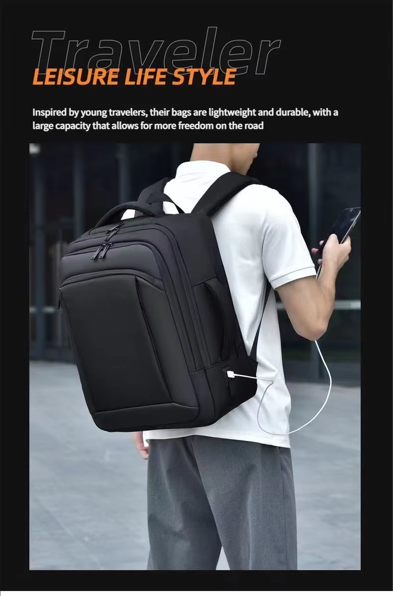 Water-Resistant Large Capacity USB Business Travel Oxford Laptop Backpack product detail