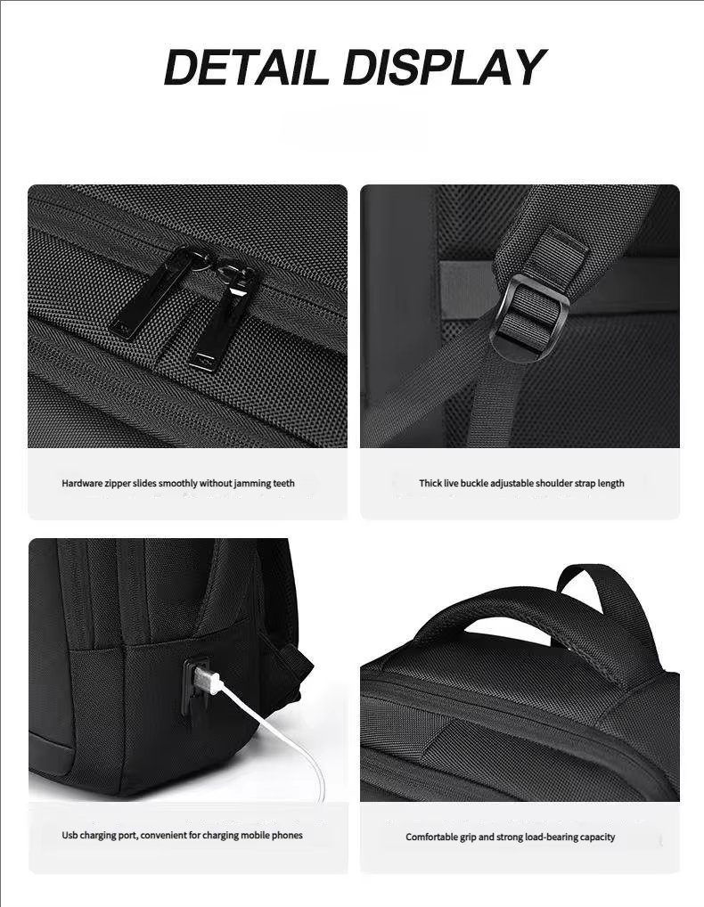 Water-Resistant Large Capacity USB Business Travel Oxford Laptop Backpack product detail