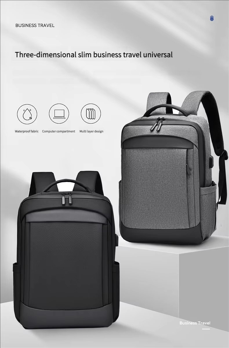 Water-Resistant Large Capacity USB Business Travel Oxford Laptop Backpack product detail