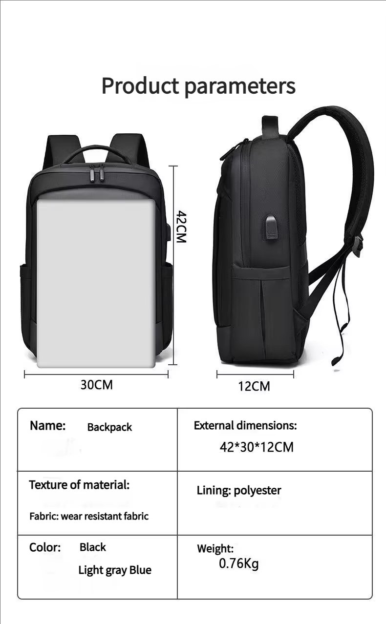 Water-Resistant Large Capacity USB Business Travel Oxford Laptop Backpack product detail