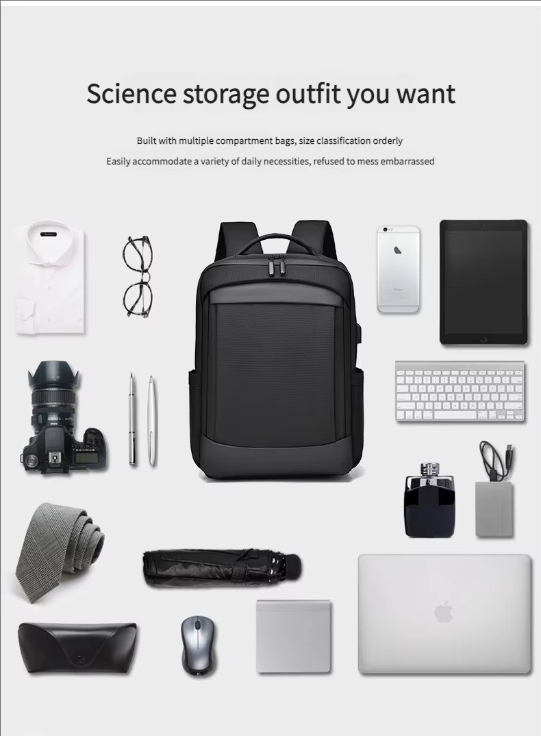 Water-Resistant Large Capacity USB Business Travel Oxford Laptop Backpack product detail