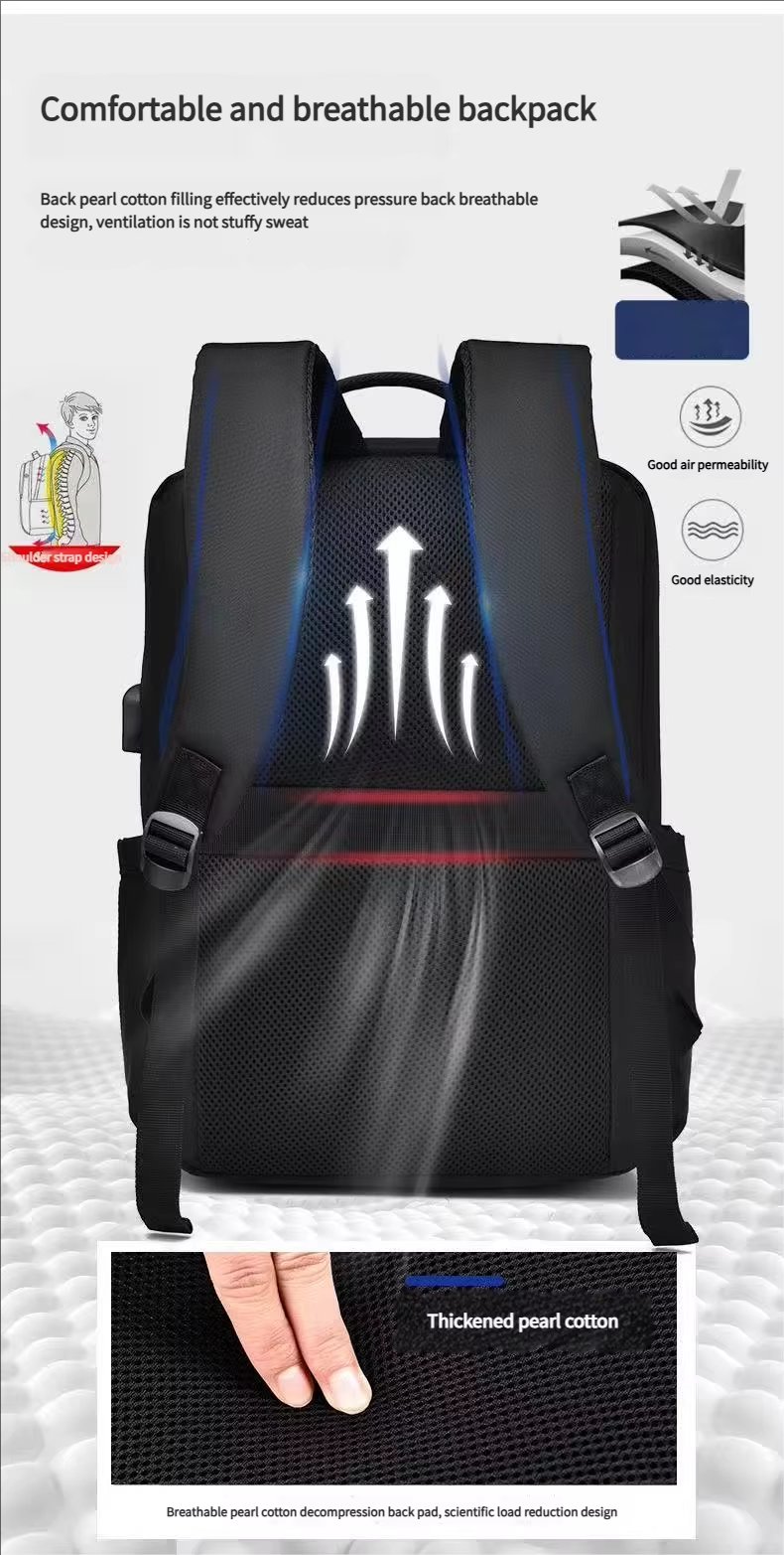 Water-Resistant Large Capacity USB Business Travel Oxford Laptop Backpack product detail
