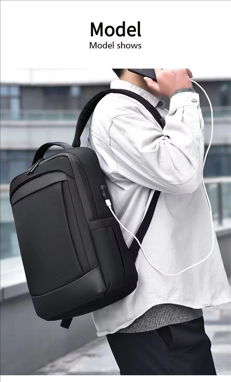 Water-Resistant Large Capacity USB Business Travel Oxford Laptop Backpack product detail