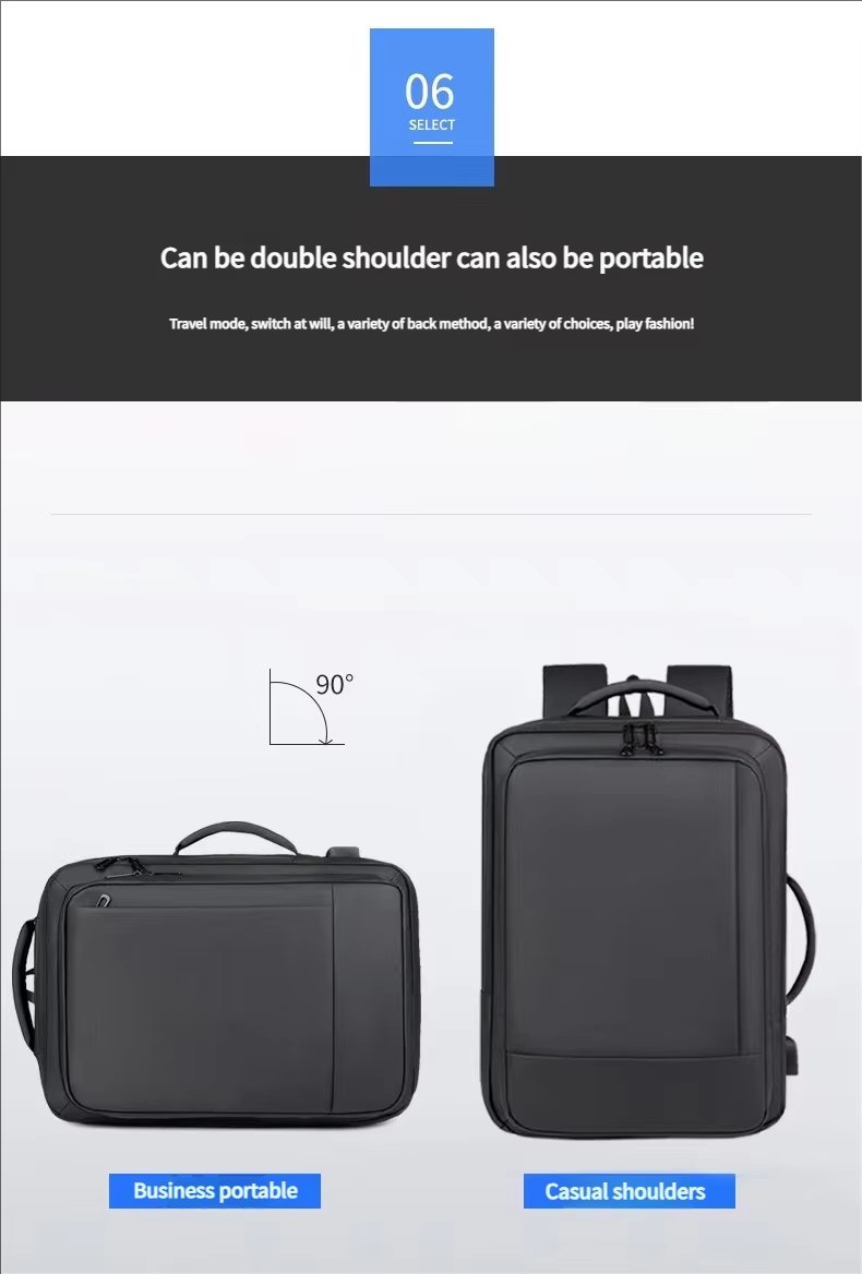 Water-Resistant Large Capacity Expandable USB Business Oxford Laptop Backpack product detail