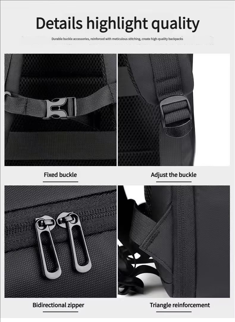 Water-Resistant Large Capacity Expandable USB Business Oxford Laptop Backpack product detail