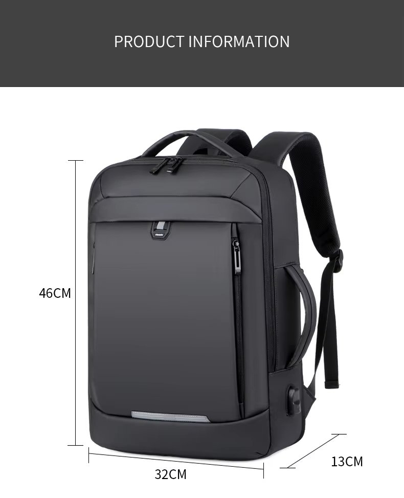 Water-Resistant USB Business Travel School PU Leather Laptop Backpack product detail