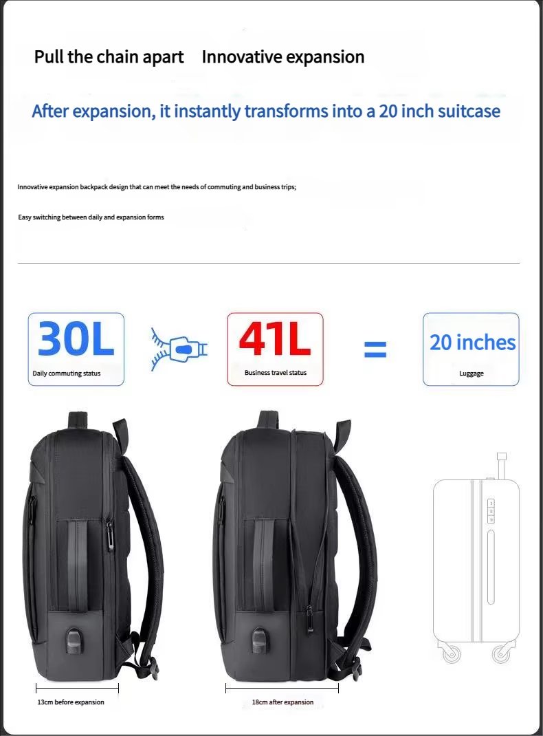 Water-Resistant USB Business Travel School PU Leather Laptop Backpack product detail