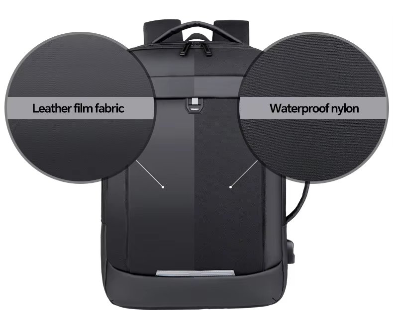 Water-Resistant USB Business Travel School PU Leather Laptop Backpack product detail