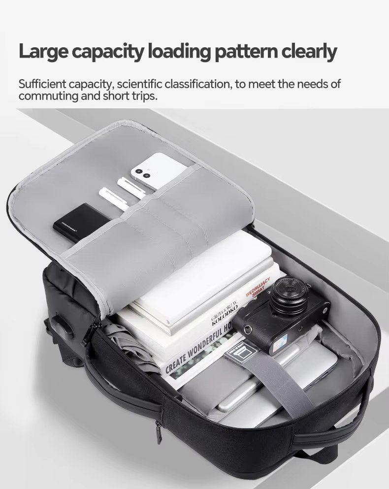 Water-Resistant USB Business Travel School PU Leather Laptop Backpack product detail
