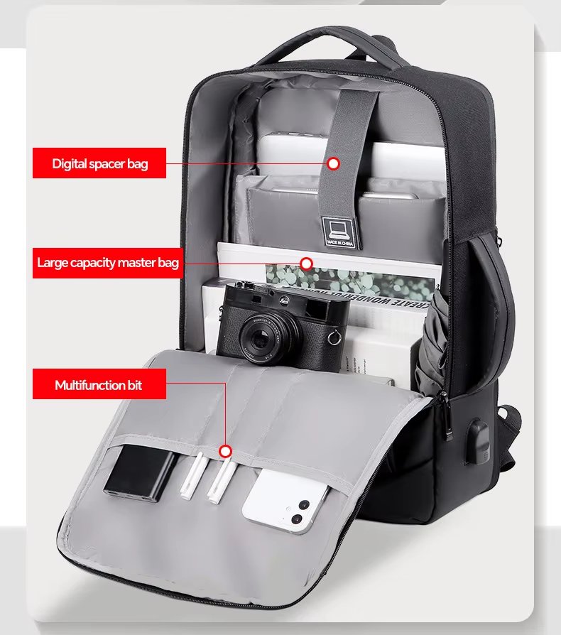 Water-Resistant USB Business Travel School PU Leather Laptop Backpack product detail