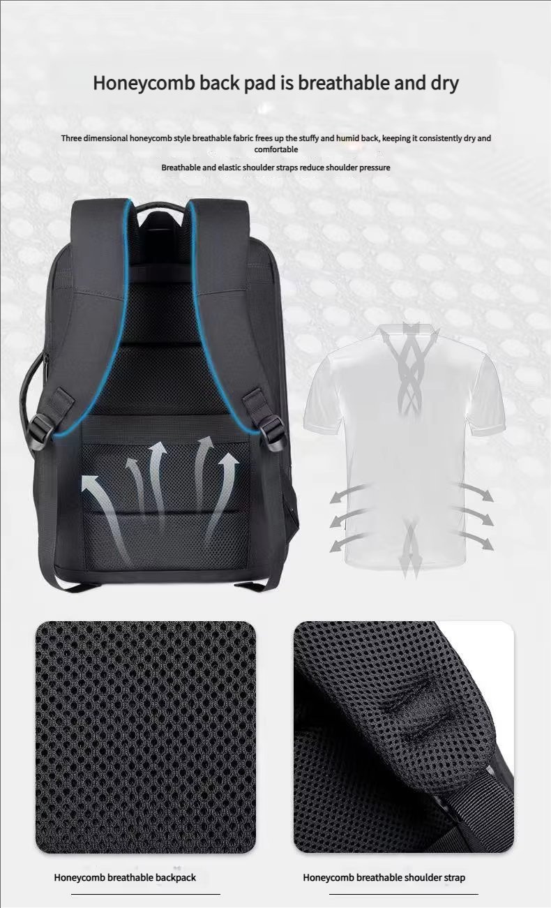 Water-Resistant USB Business Travel School PU Leather Laptop Backpack product detail