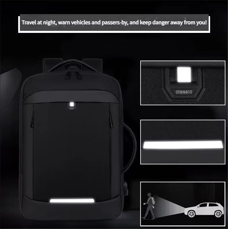 Water-Resistant USB Business Travel School PU Leather Laptop Backpack product detail