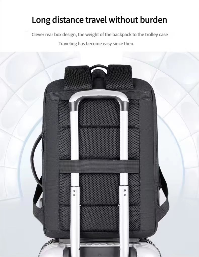 Water-Resistant USB Business Travel School PU Leather Laptop Backpack product detail