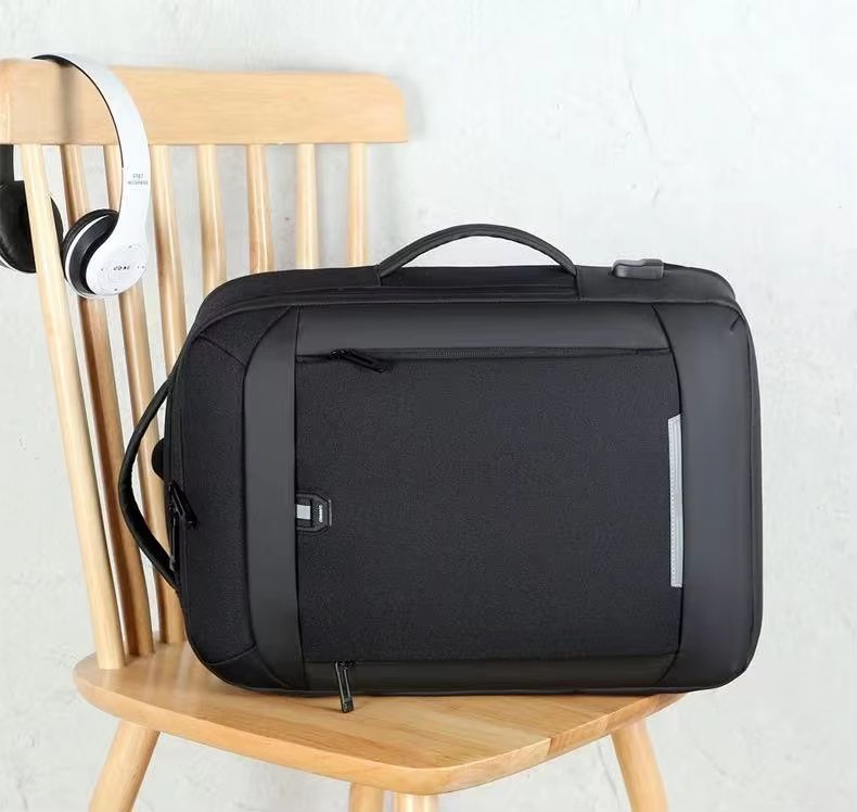 Water-Resistant USB Business Travel School PU Leather Laptop Backpack product detail