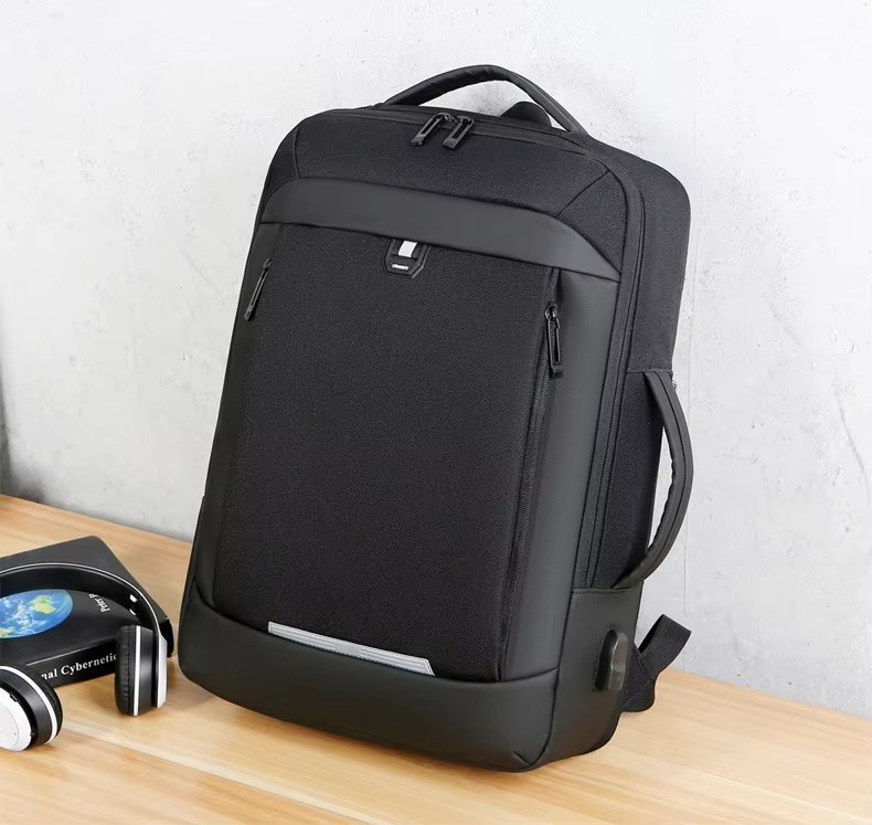 Water-Resistant USB Business Travel School PU Leather Laptop Backpack product detail