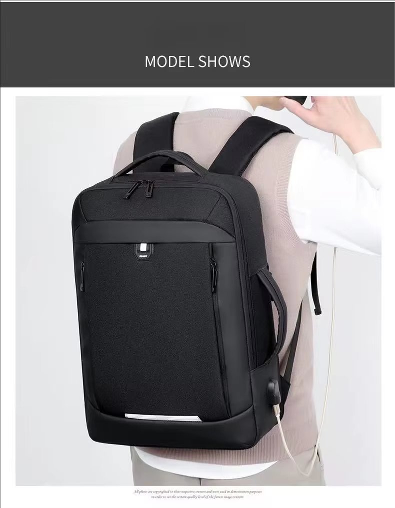 Water-Resistant USB Business Travel School PU Leather Laptop Backpack product detail