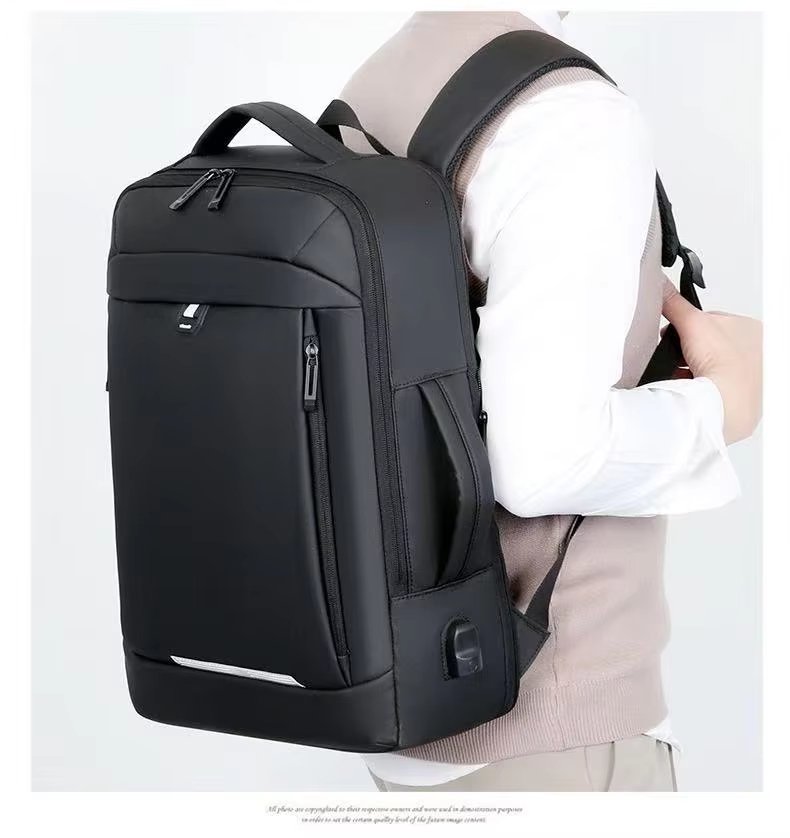 Water-Resistant USB Business Travel School PU Leather Laptop Backpack product detail