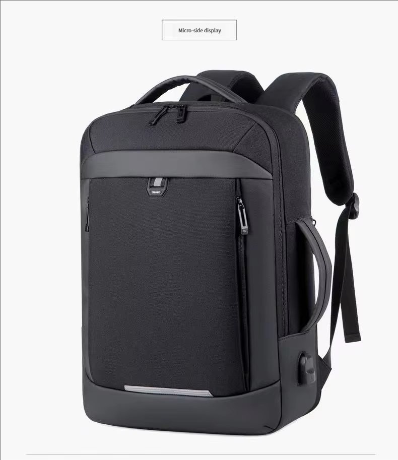 Water-Resistant USB Business Travel School PU Leather Laptop Backpack product detail