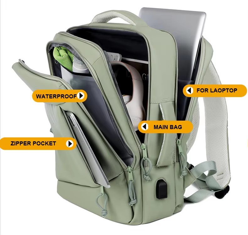 Water-Resistant Large Capacity USB Business Travel Oxford Laptop Backpack product detail