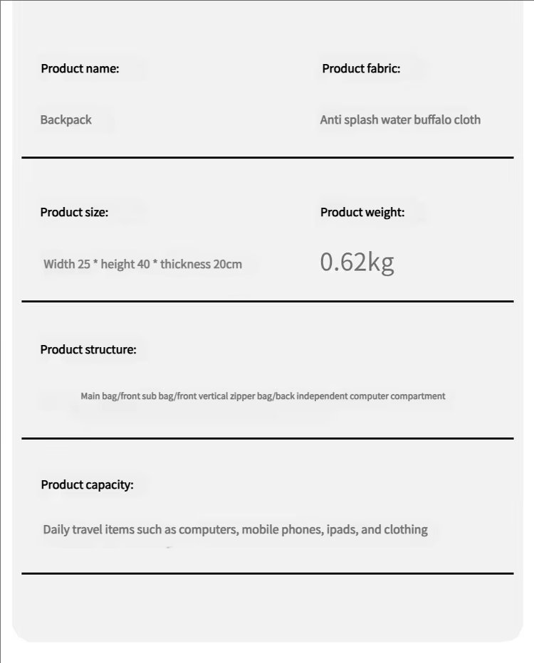 Large Capacity Lightweight Business Travel School Oxford Laptop Backpack product detail