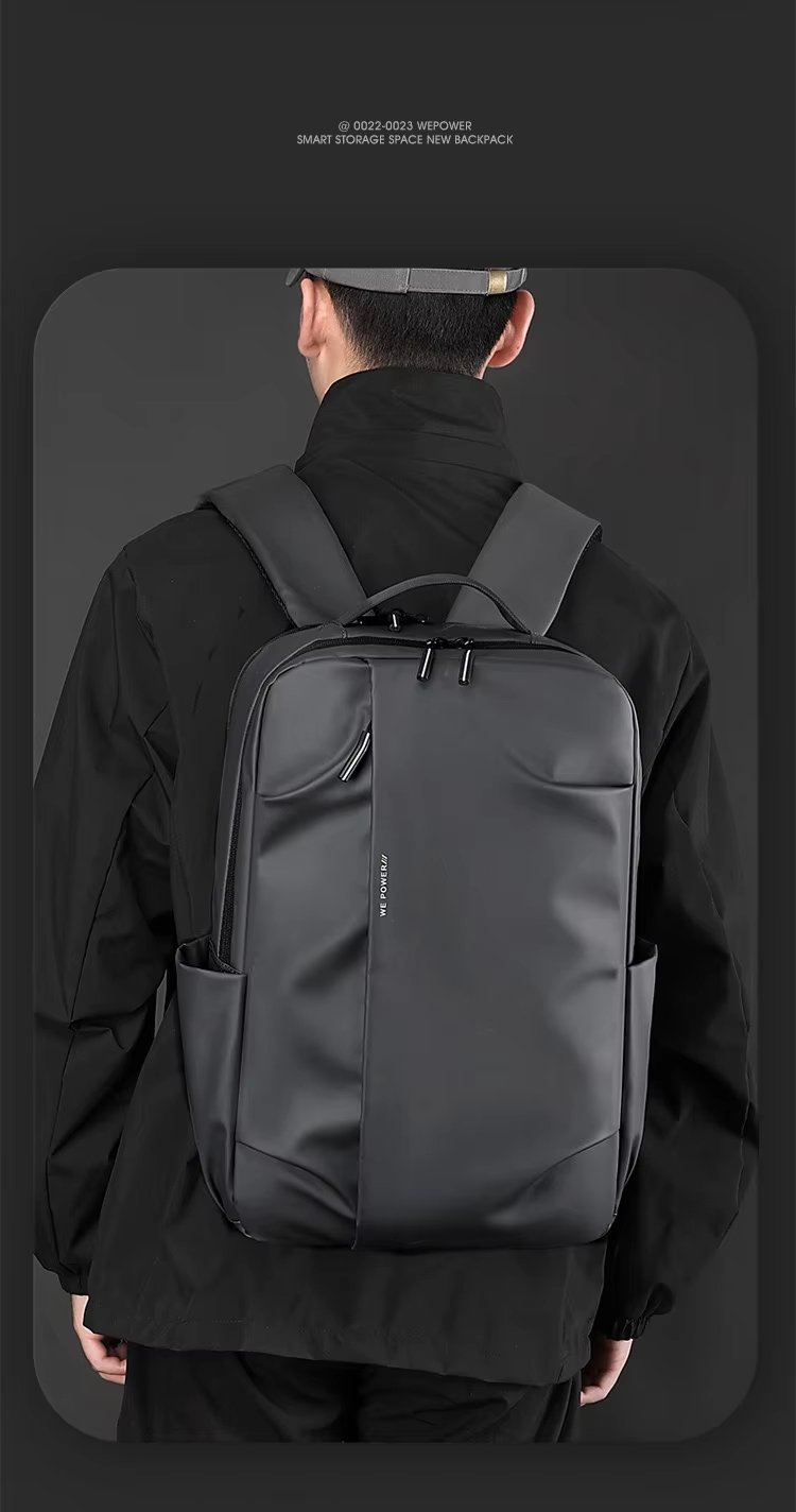 Water-Resistant Large Capacity Business School PU Leather Laptop Backpack product detail