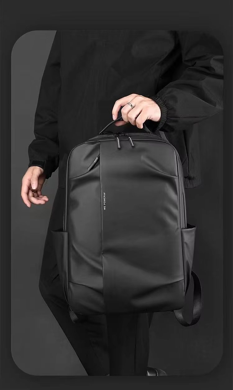 Water-Resistant Large Capacity Business School PU Leather Laptop Backpack product detail