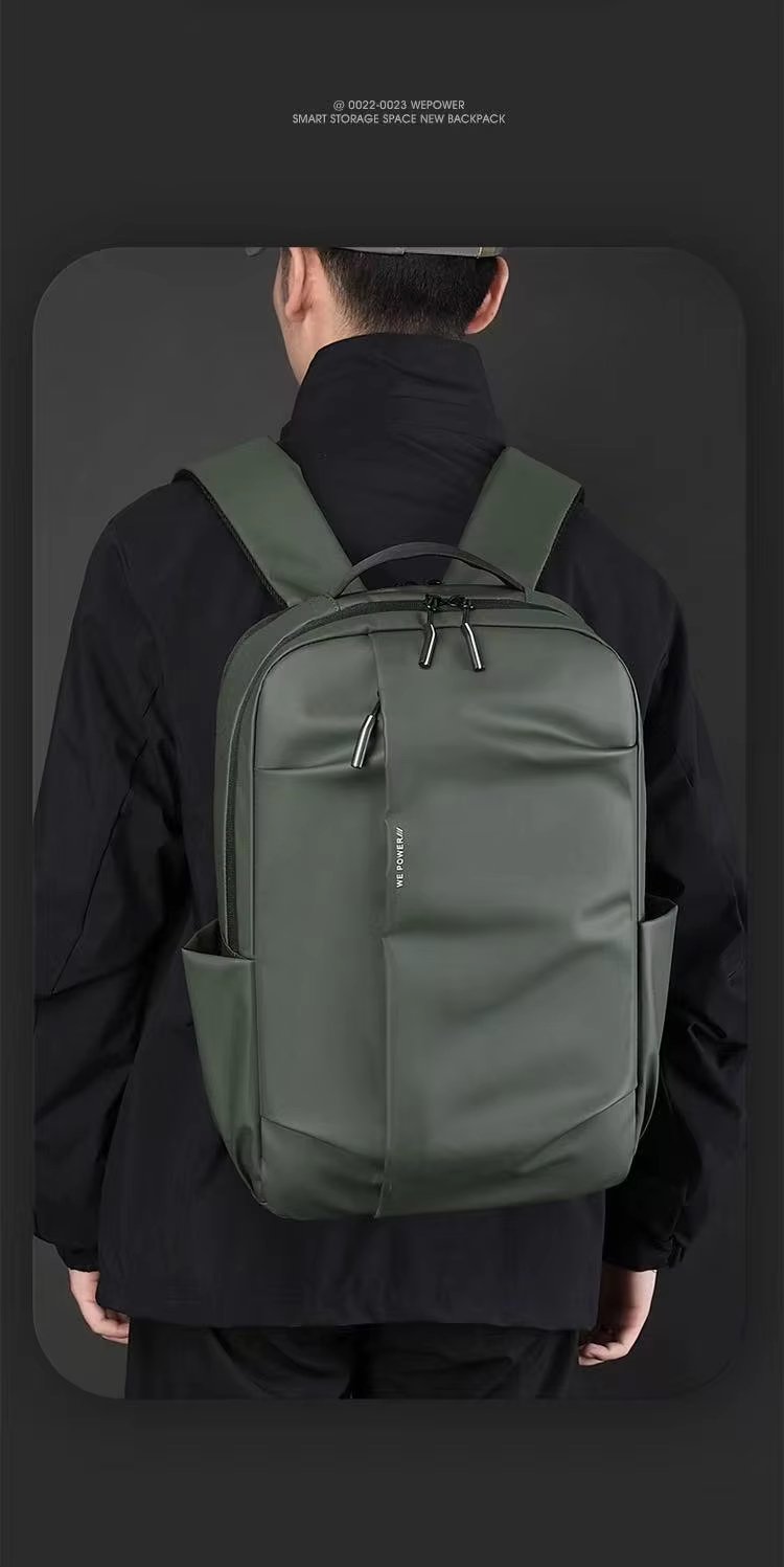 Water-Resistant Large Capacity Business School PU Leather Laptop Backpack product detail