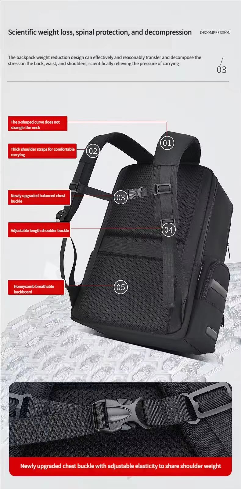 Water-Resistant Large Capacity Business Travel School Oxford Laptop Backpack product detail