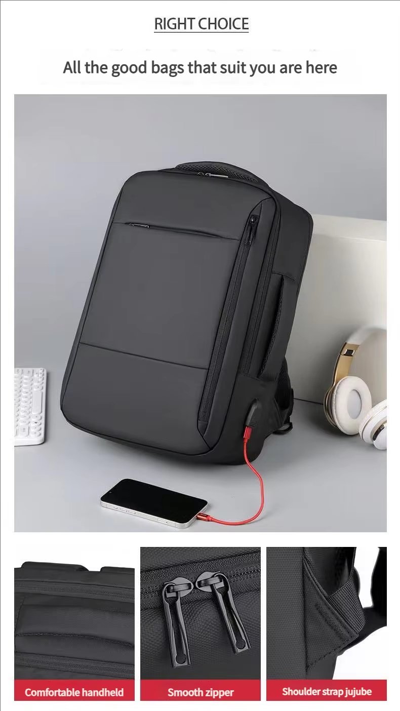 Water-Resistant Large Capacity USB Business School Oxford Laptop Backpack product detail