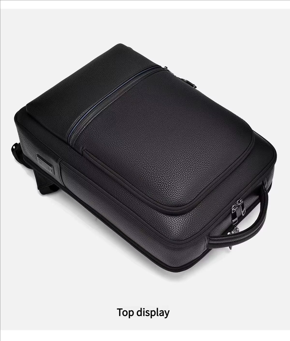 Water-Resistant Business Travel School PU Leather Laptop Backpack product detail