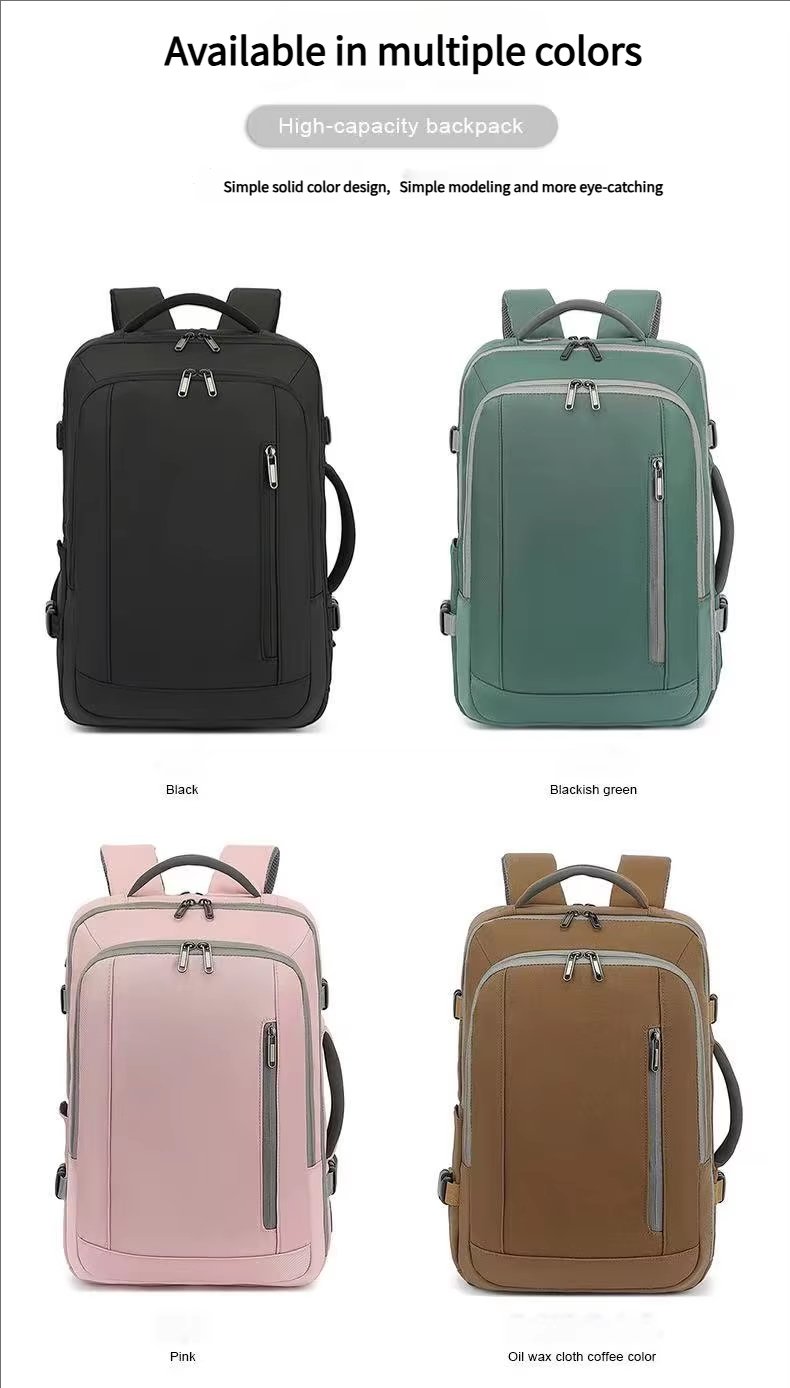 Water-Resistant Large Capacity Expandable USB Business Polyester Laptop Backpack product detail