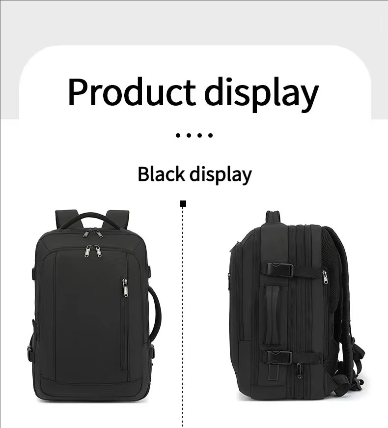 Water-Resistant Large Capacity Expandable USB Business Polyester Laptop Backpack product detail