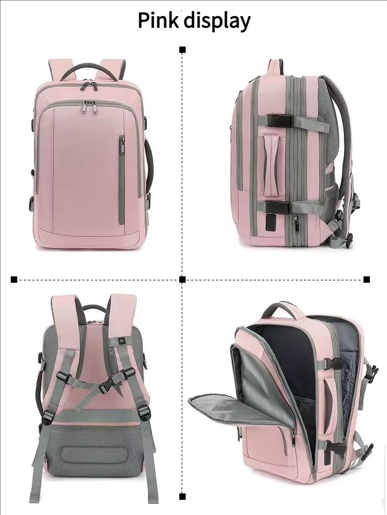 Water-Resistant Large Capacity Expandable USB Business Polyester Laptop Backpack product detail