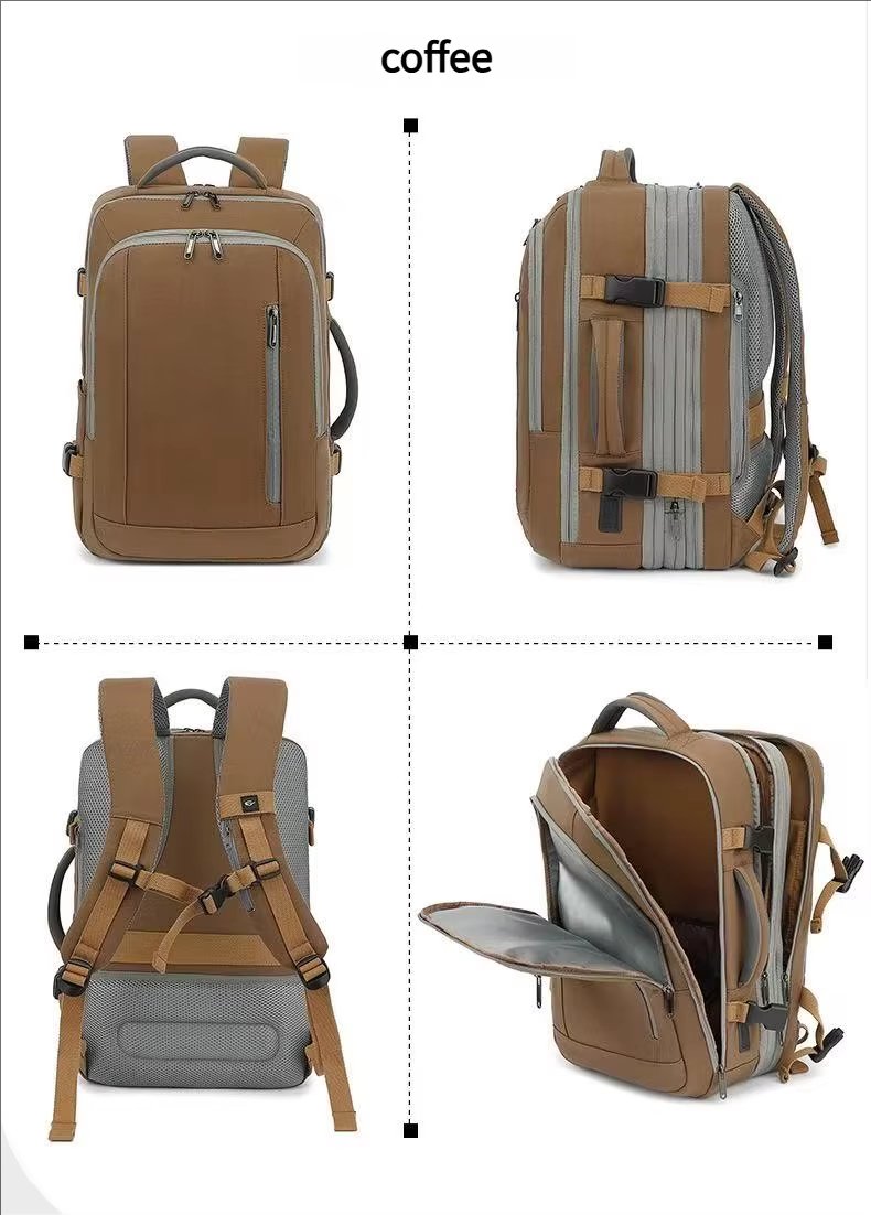 Water-Resistant Large Capacity Expandable USB Business Polyester Laptop Backpack product detail