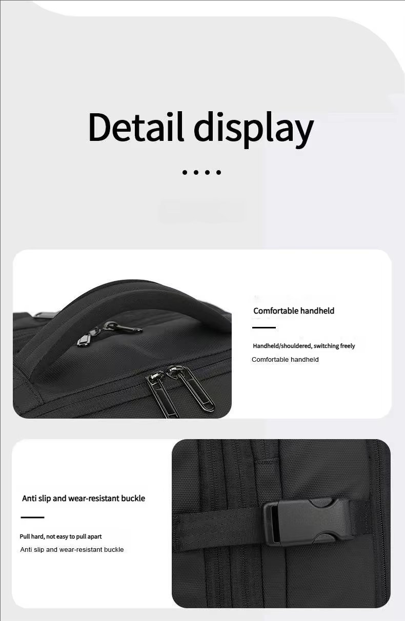 Water-Resistant Large Capacity Expandable USB Business Polyester Laptop Backpack product detail